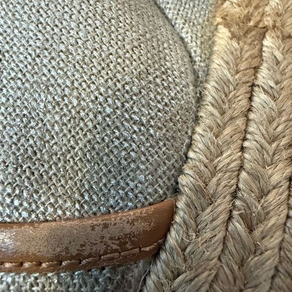 Tory Burch Majorca Linen Open Toe Wedge Heel Size 37 - Picture 10 of 11